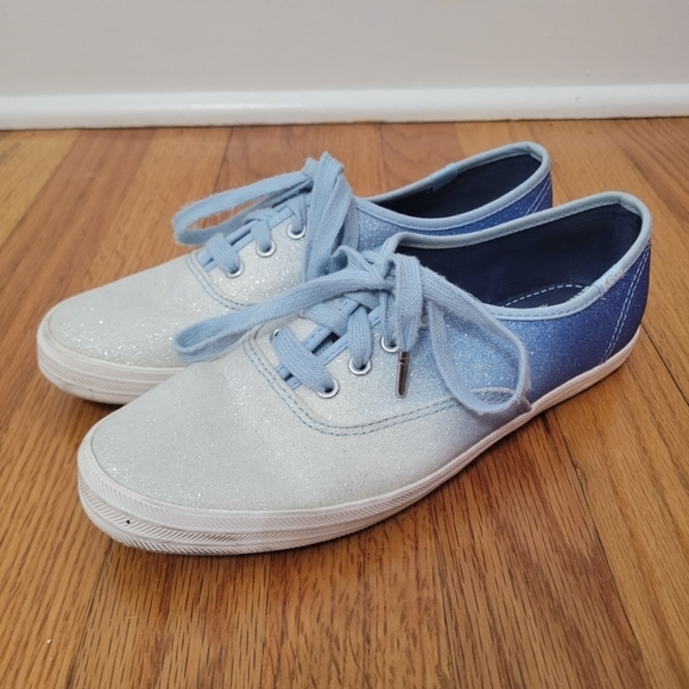 Keds Women's Blue Ombré Glitter Sneakers Sz 6.5‎ Sparkle Swiftie Concert Lace Up